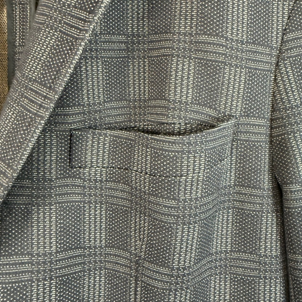 UnTuckit Blue Windowpane Plaid Cotton Blend Blazer 44R Office Business Casual - Picture 4 of 10